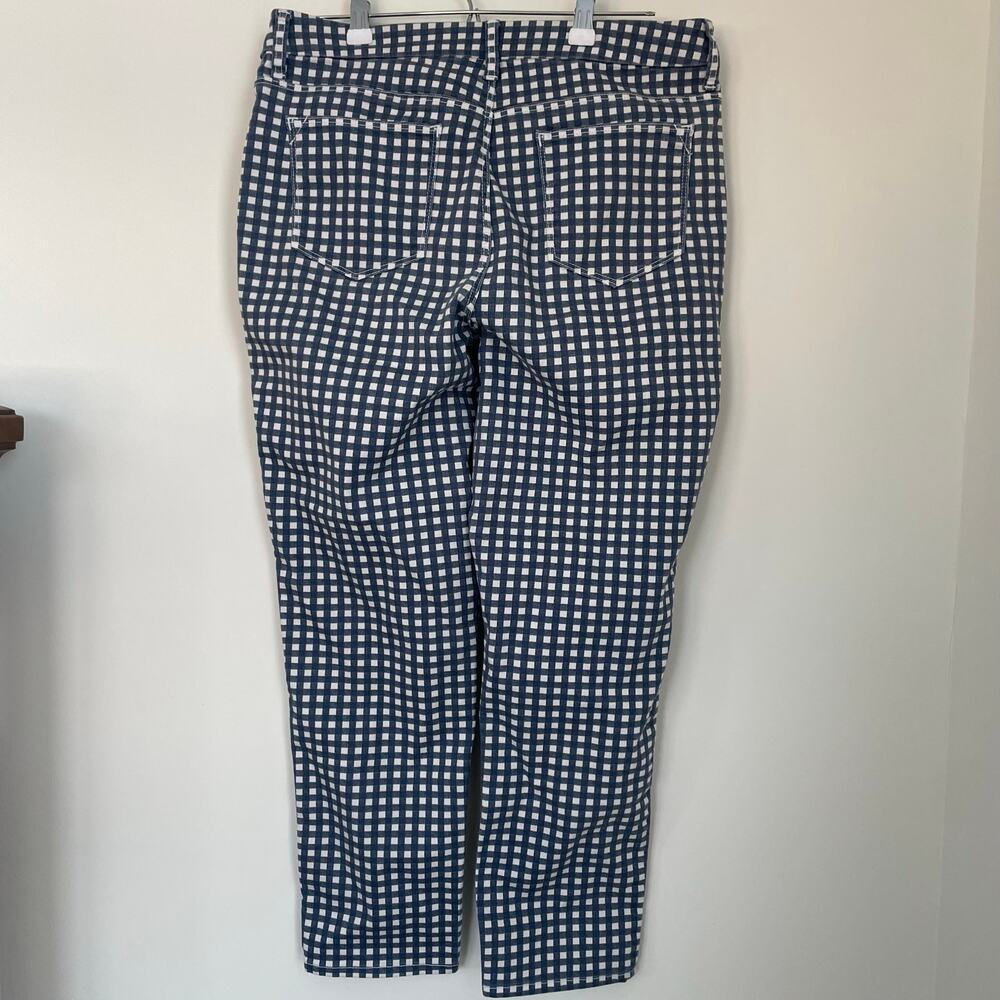 Chicos Girlfriend Slim Leg Ankle Pants Size 1 (8-10)Blue Gingham Perfect Stretch